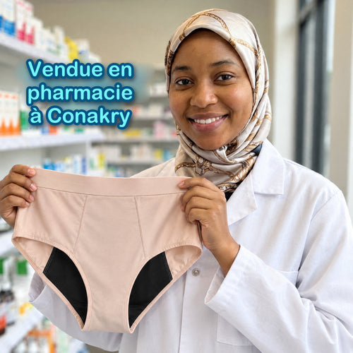 Culotte menstruelle MesJours vendue en pharmacie à Conakry